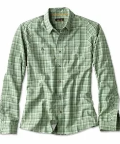 Clothing Orvis Men'S L/S Tech Chambray Plaid Work Shirt - Closeout